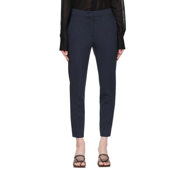 MaxMara Navy Cigarette Slim Fit Stretch Pants Sz 4 - Picture 1 of 7